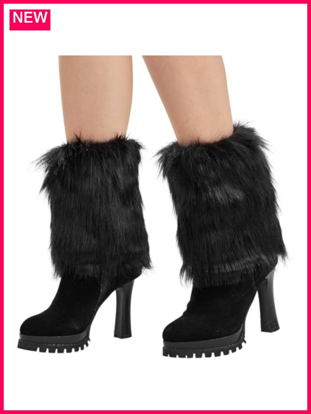 Womens Faux Fur Leg Warmers Boot Cuffs Winter Knit Sleeves